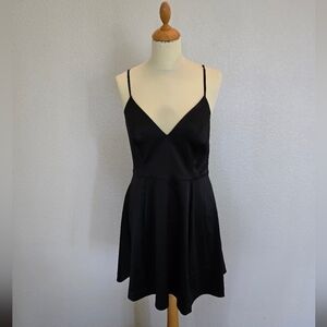 Black Satin Spaghetti Strap Dress